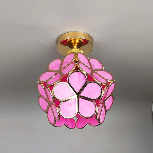 Plafonnier en verre floral – Design décoratif pour entrée élégante