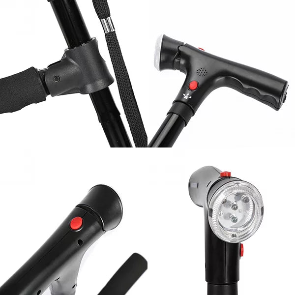 Canne de Marche Pliable avec Lampe LED Sorallure™