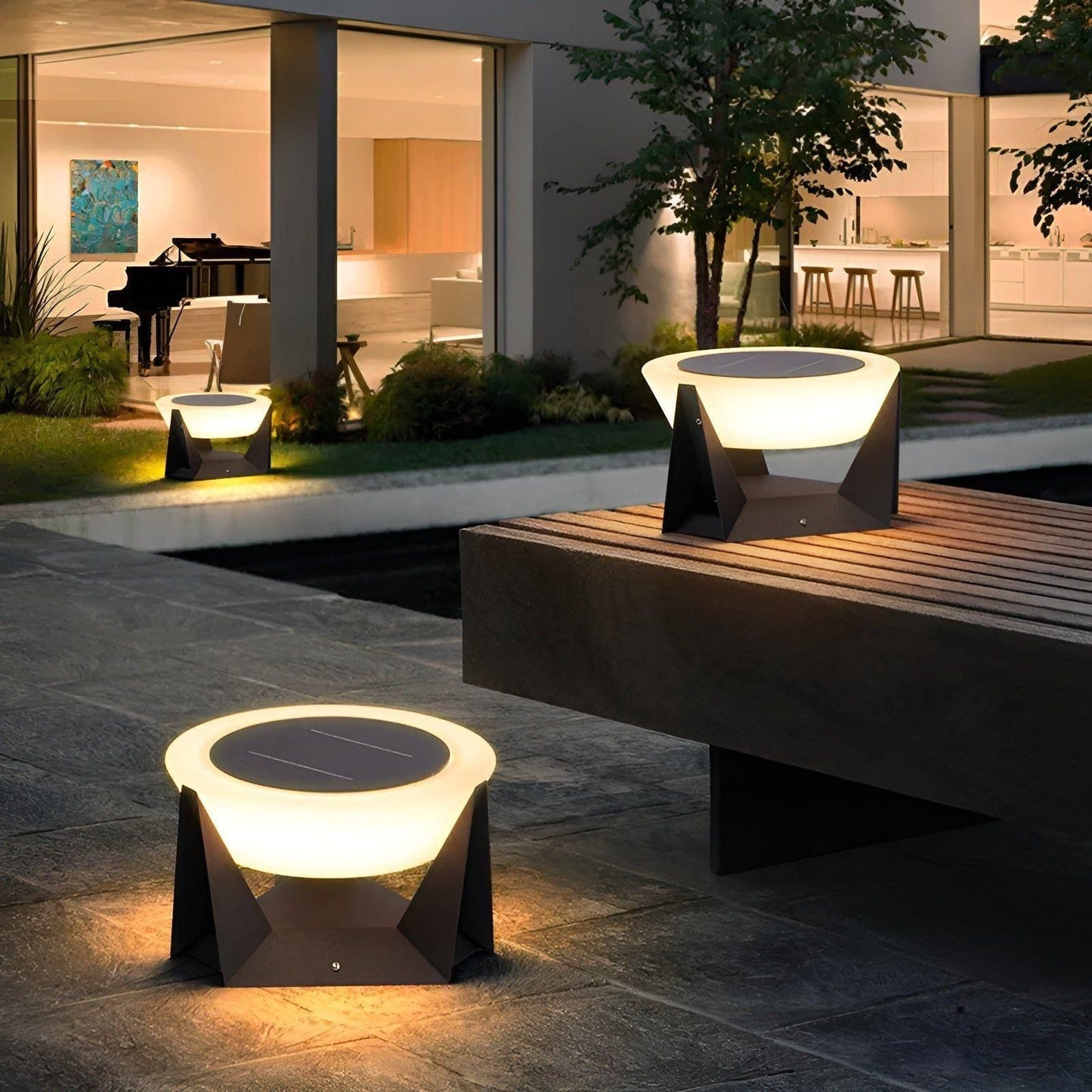 Lampe de jardin japonaise luxueuse à énergie solaire – Élégance LED sans fil pour une décoration maison raffinée