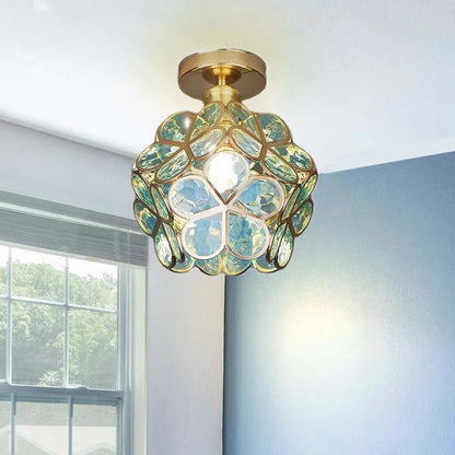 Plafonnier en verre floral – Design décoratif pour entrée élégante
