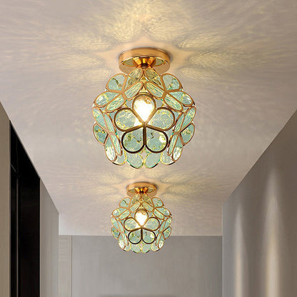 Plafonnier en verre floral – Design décoratif pour entrée élégante