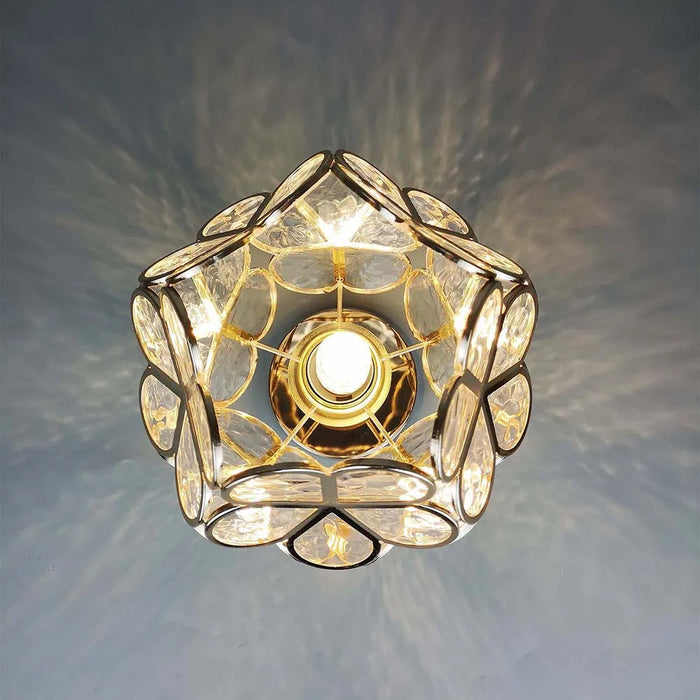 Plafonnier en verre floral – Design décoratif pour entrée élégante