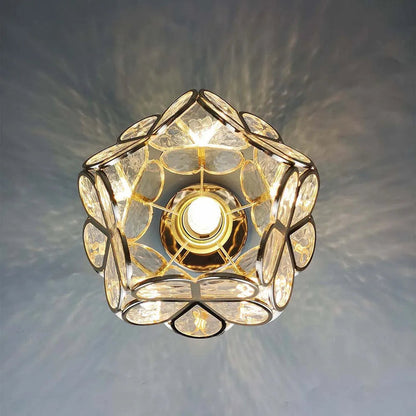 Plafonnier en verre floral – Design décoratif pour entrée élégante