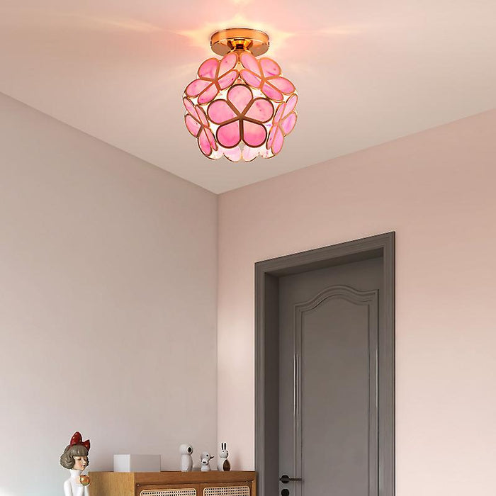 Plafonnier en verre floral – Design décoratif pour entrée élégante