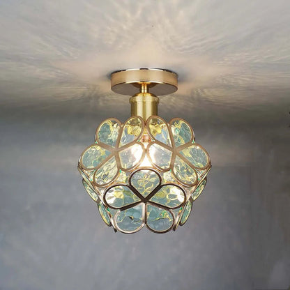 Plafonnier en verre floral – Design décoratif pour entrée élégante