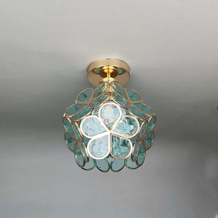 Plafonnier en verre floral – Design décoratif pour entrée élégante