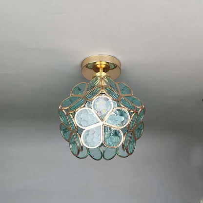 Plafonnier en verre floral – Design décoratif pour entrée élégante