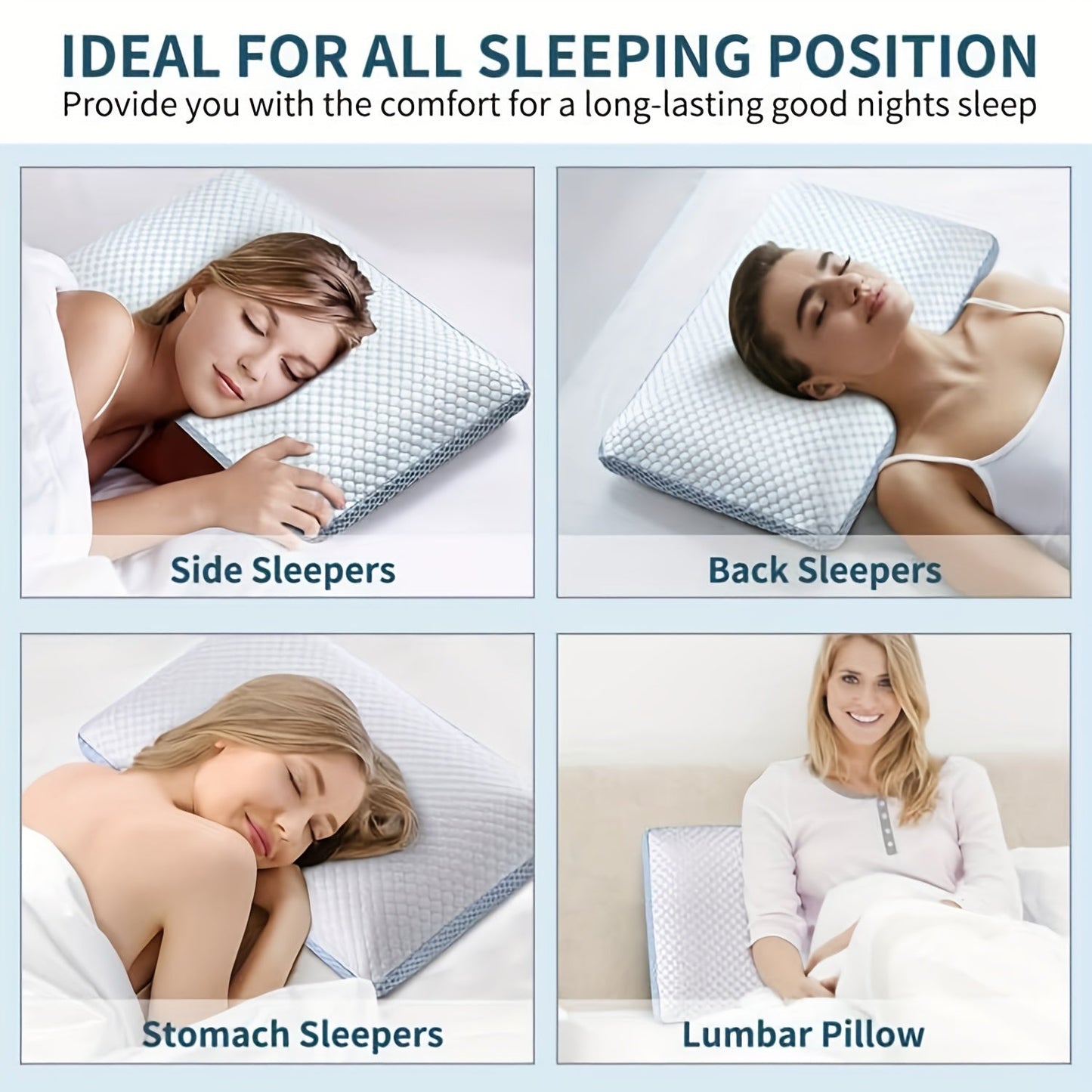 Oreiller Ergonomique Cervical – Soutien Optimal pour un Sommeil Réparateur sur le Dos ou sur le Côté