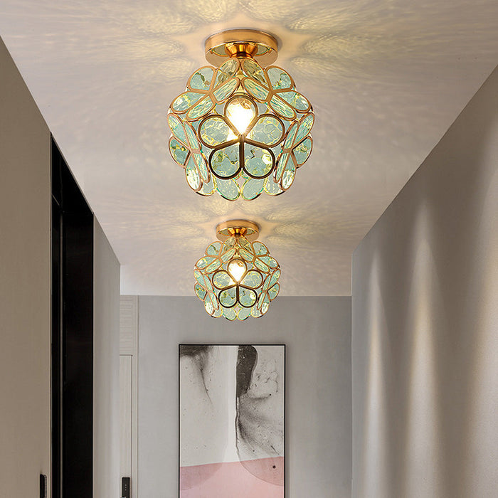 Plafonnier en verre floral – Design décoratif pour entrée élégante