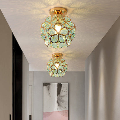 Plafonnier en verre floral – Design décoratif pour entrée élégante