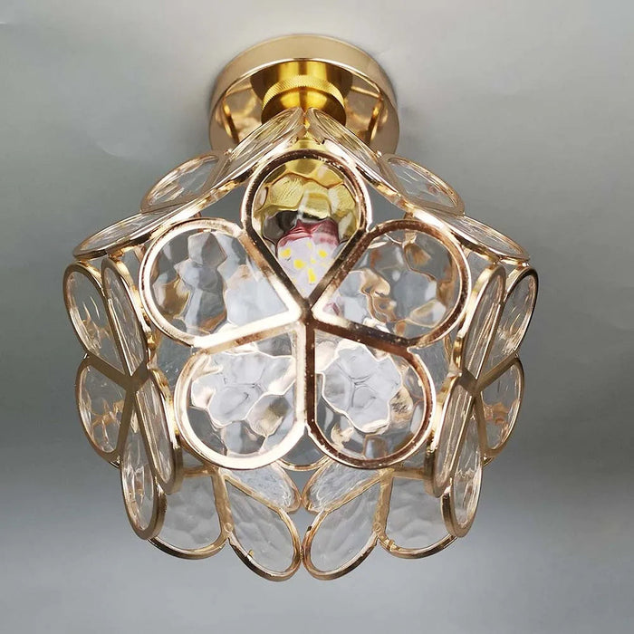 Plafonnier en verre floral – Design décoratif pour entrée élégante