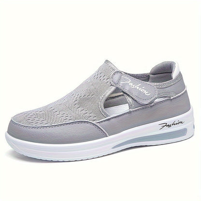 Baskets de couleur unie pour femmes - Chaussures d’extérieur basses en tricot respirant